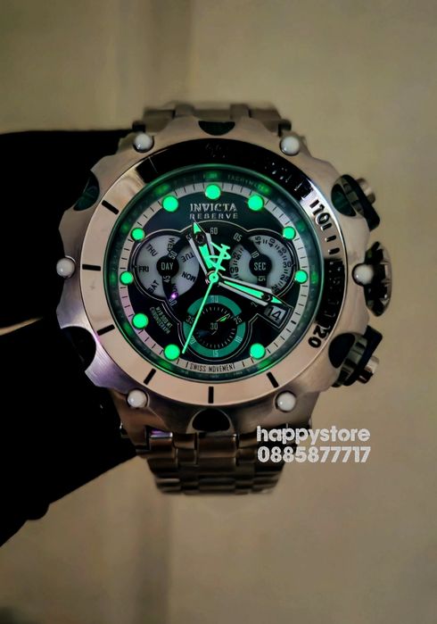 INVICTA Venom Reserve Silver green dial 54 mm, Инвикта нов часовник