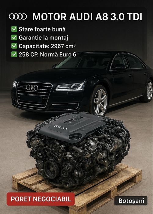 Motor + Accesorii Audi A8 D4 - 3.0 TDI V6 - Euro 6 - 262 CP