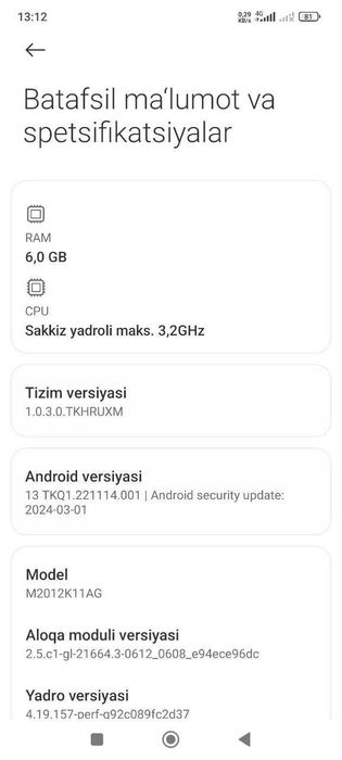 Poco F3 6/128GB holati ideal