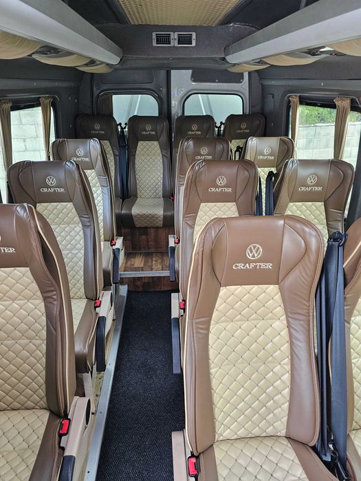 VW Crafter 2.5 TDI 21+ 1 места | 136 к.с. | 2 климатика | Кожа | TV | Автоматична врата | Микрофон