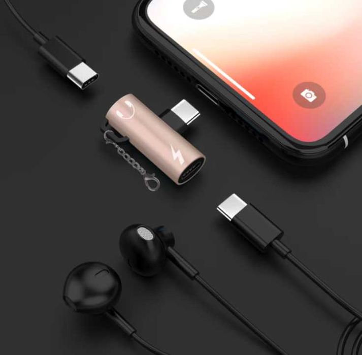 Type-c 3.5 Jack Lightning Адаптер зарядка наушник