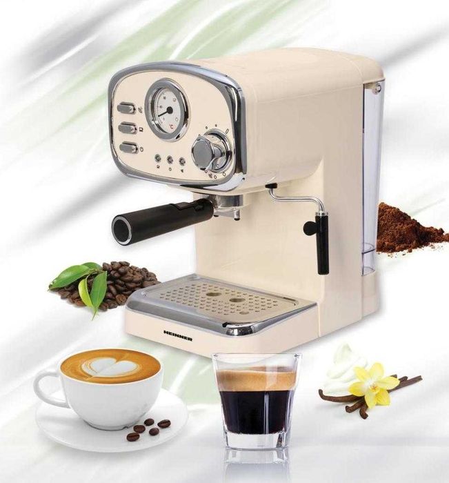 Espressor manual Heinner Retro Cream HEM-1100CR, Resigilat,