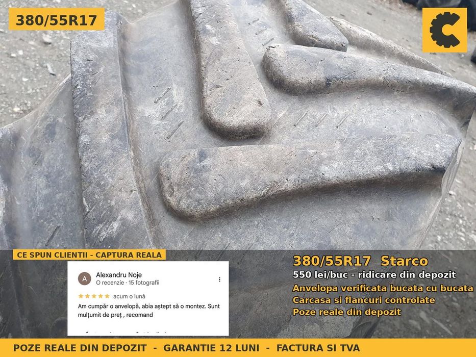 Anvelope Cauciucuri 380/55R17 380/55 R17 380/55-17 3805517 Starco Remorca si Implement Utilaje Agricole SH Second Hand GARANTIE Garantie 1 An Pret Bun