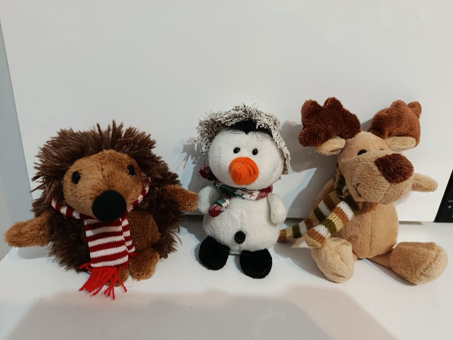 Lot 3 plusuri mici drăgălașe pentru Crăciun arici om de zăpadă și ren