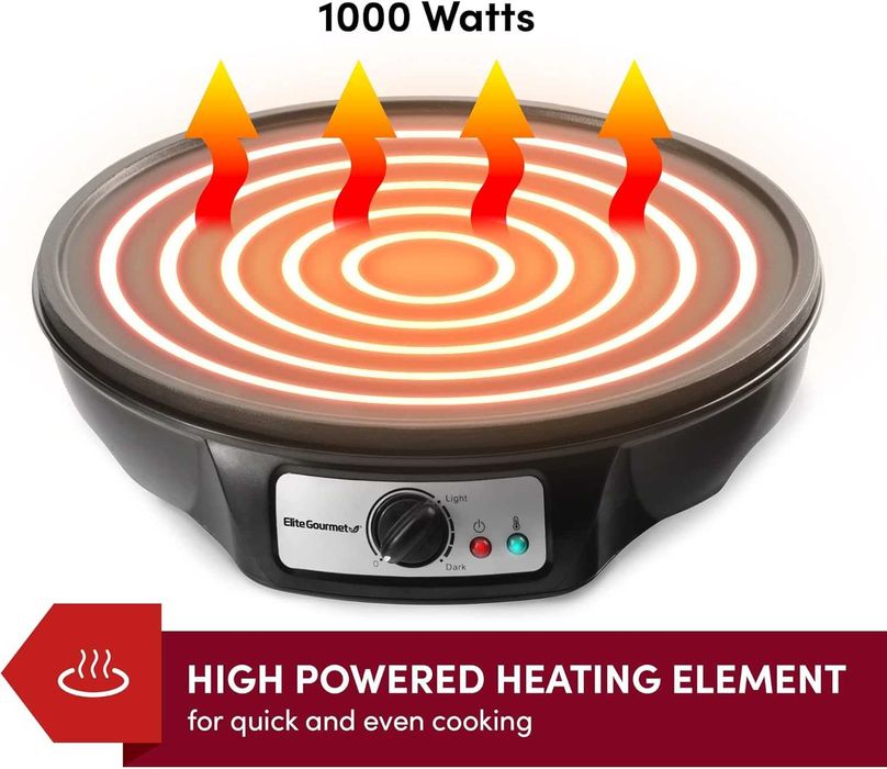 Уред за готвене на палачинки Elite Gourmet ECP-126, незалепваща плоча