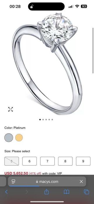 Бриллиантовое кольцо в стиле Tiffany