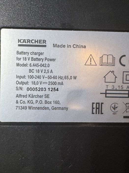 Incarcator nou Karcher 18v-2,5ah