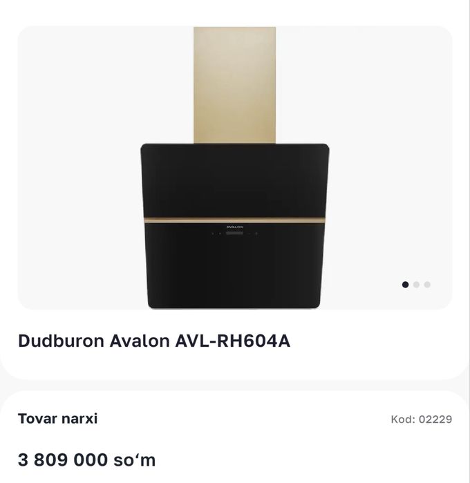 Вытяжка Avalon RH-604A модел сотилади. Медиапаркдан 300$ га олганман