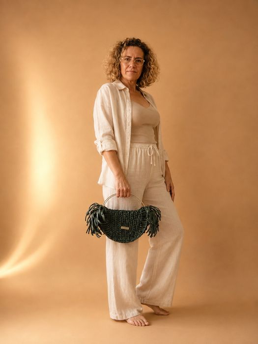 Geanta handmade Boho unica verde