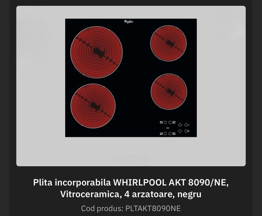 Plita electrica Whirlpool vitroceramica
