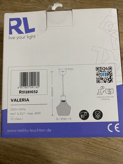 Lustra pendul valeria . Nou nout , lungime 1500mm / 180 Ømm.Negru-maro