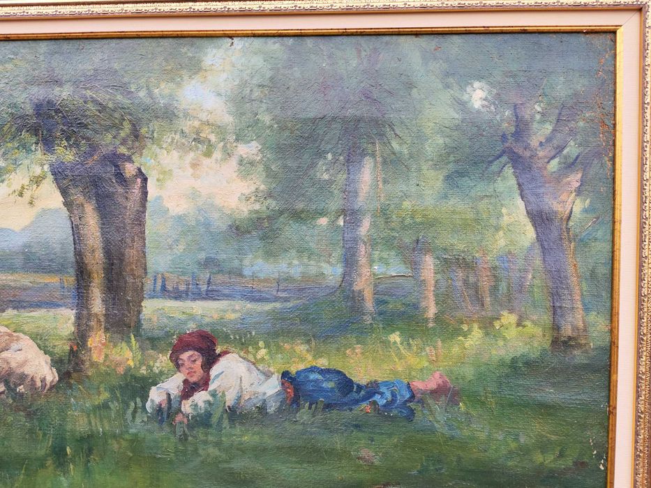 Tablou Sava Henția (1899) – Scenă Pastorală (89x53 cm)