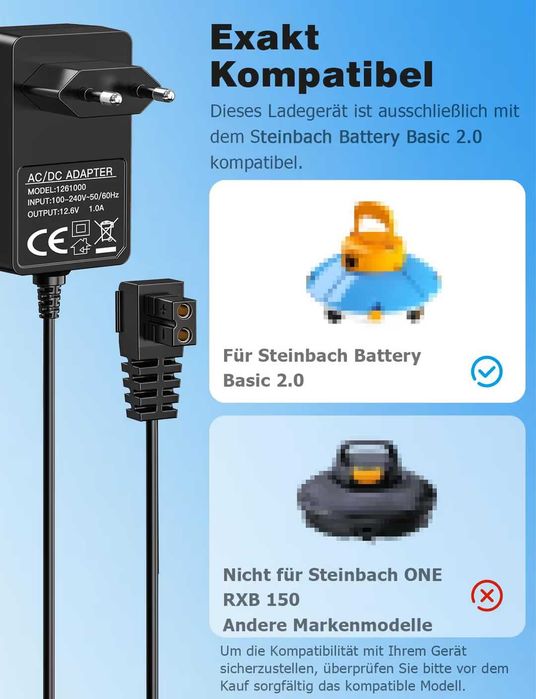 Încărcător 12.6V pentru Steinbach Basic 2.0 robot de piscină cablu de înlocuire 2m – 2m