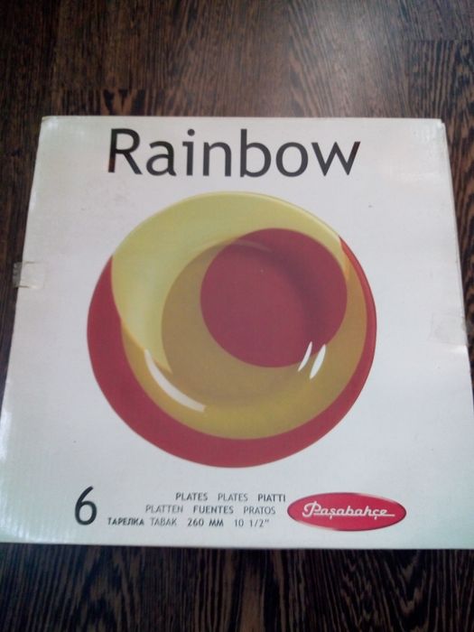 Нов комплект от 6бр. плоски чинии Rainbow 26см.