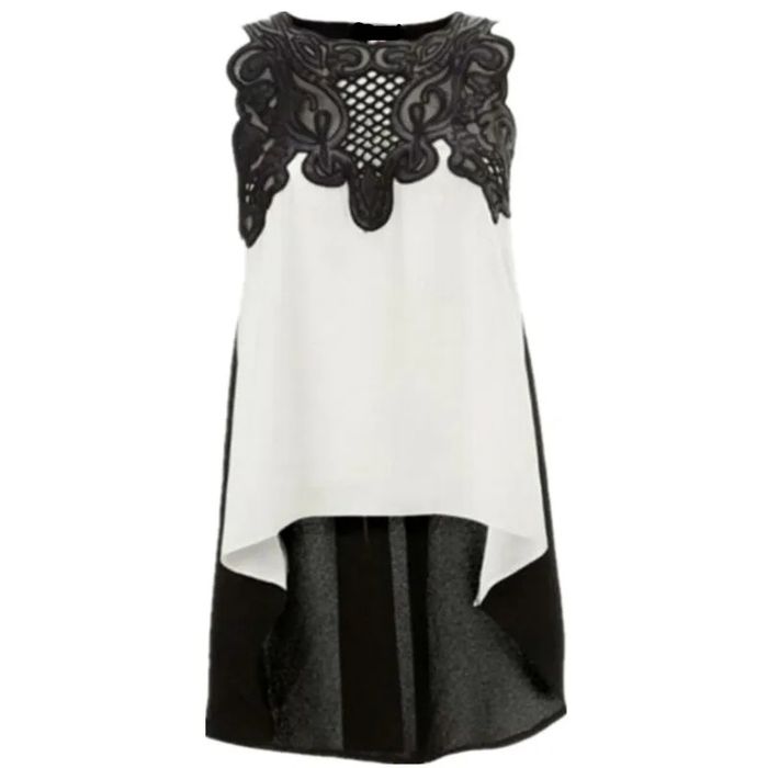 Bluza asimetrica fara mâneci cu broderie 
Potrivită unui S/M/L
Bust: 9