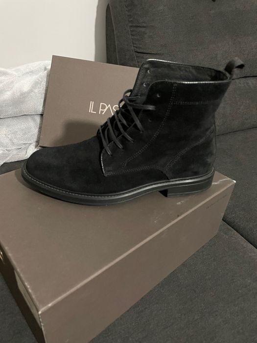 Ghete noi Il Passo din piele întoarsă (40) 27 cm