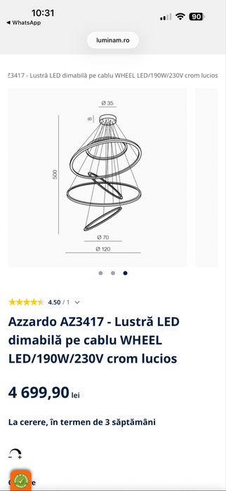 Lustra tavan Azzardo