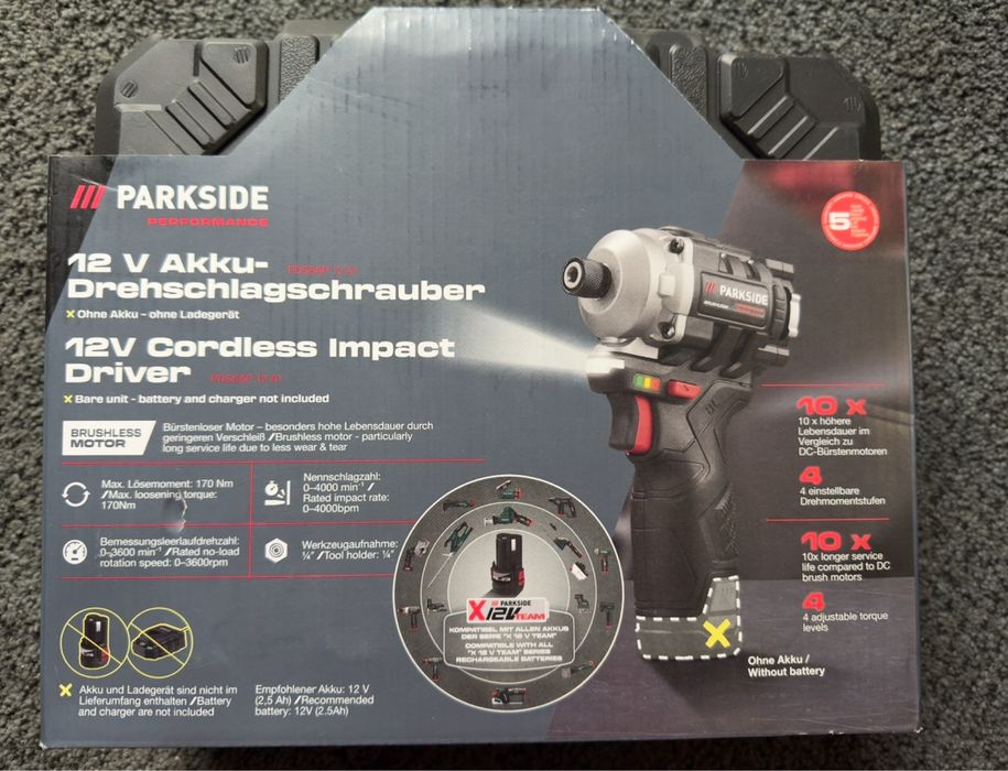 Masina de insurubat cu impact 12v 170Nm Parkside Performance