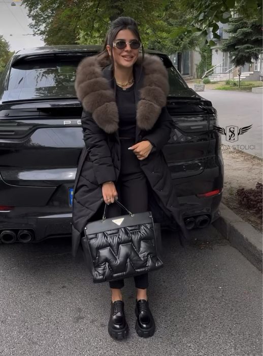 Vand geaca Svezda Stolici matlasata cu guler blana naturala