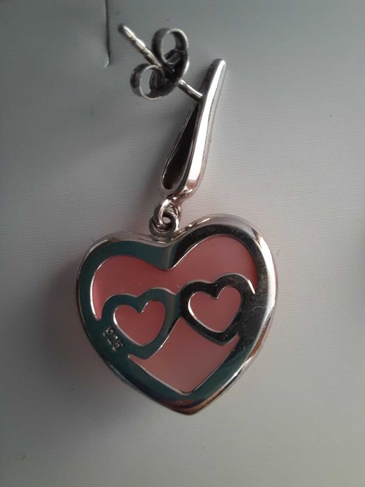 Cercei Sabrini argint cu inimioare roz Valentine's day