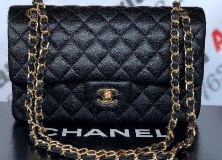 Geanta damă Chanel Jumbo,accesorii metalice aurii/argintii,saculet,eti