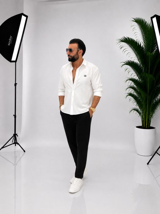 Compleu Barbati %95 Bumbac %5 Polyester Elegant camasa alba &pantalonui Negeri