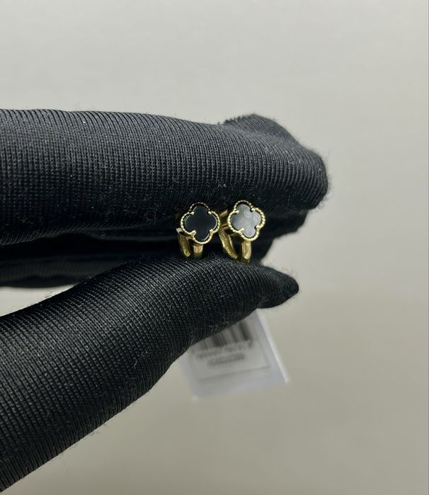 Золотые детские серьги 585 | VanCleef | Желтое золото | 1,6 гр