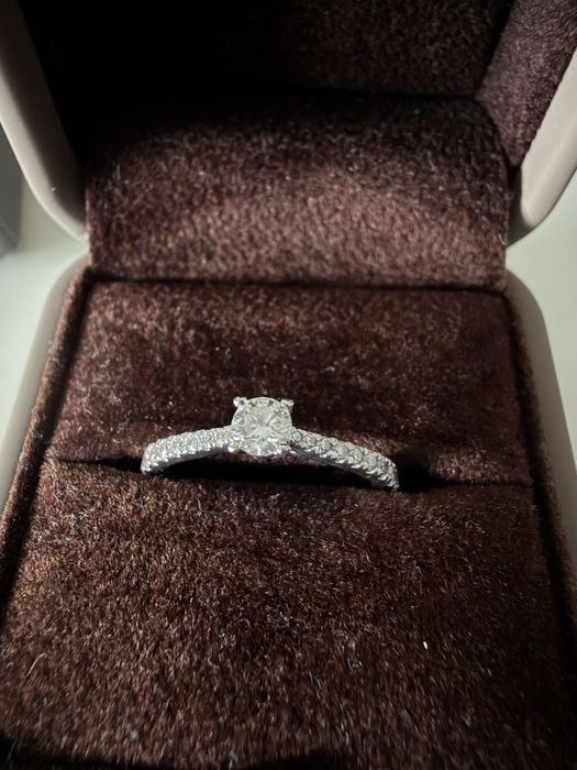 Inel logodna aur alb 18K cu diamante naturale TEILOR, acte complete