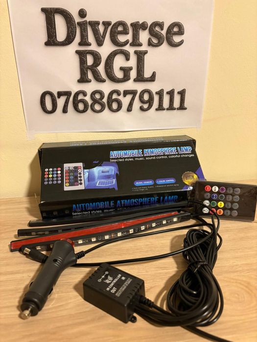 Kit Banda Led Rgb Interior Auto Lumini Ambientale picioare  48 Led