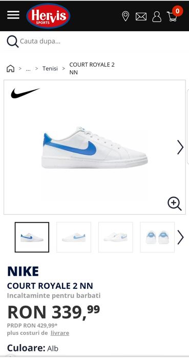 Pantofi sport NIKE Court Royale 2, Alb/Albastru, Noi, mărimea 43 EU