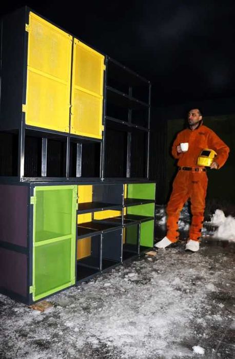 comoda retro,raft de vin si suport discuri si viniluri.Stil industrial