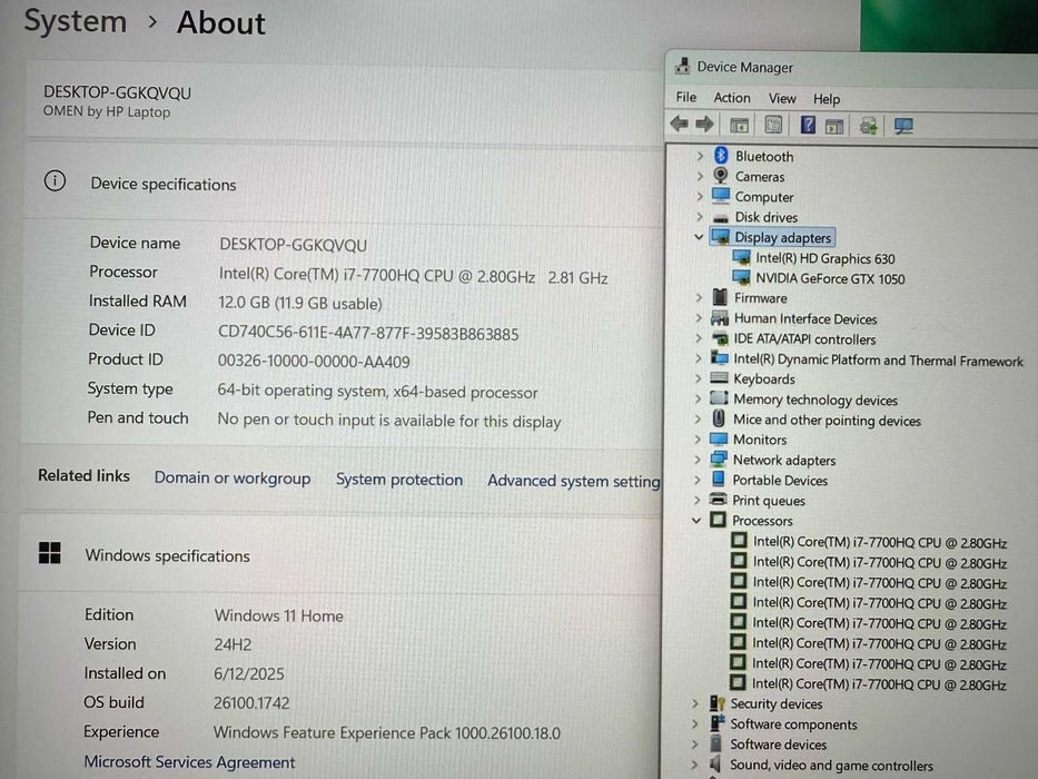 GAMING Hp Omen Gaming• Procesor i7-7700HQ• 12gb ddr4• GTX 1050 4Gb