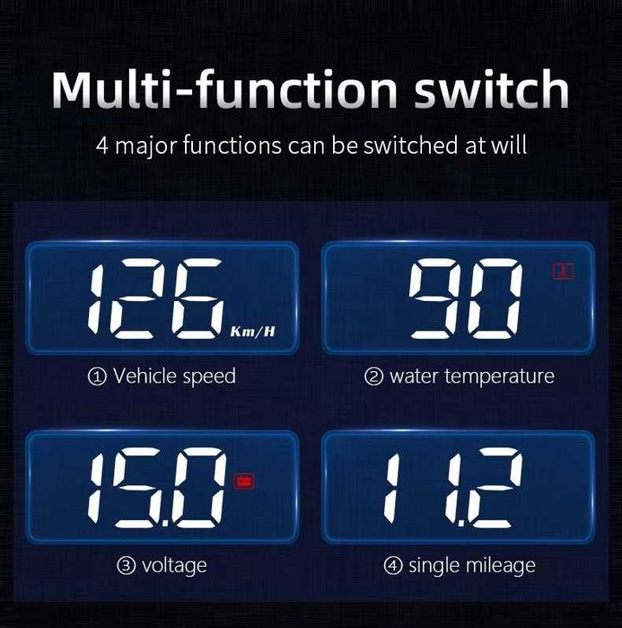 Head up display hud дисплей OBD2 OBDII дигитален километраж за предно стъкло кола ОБД2