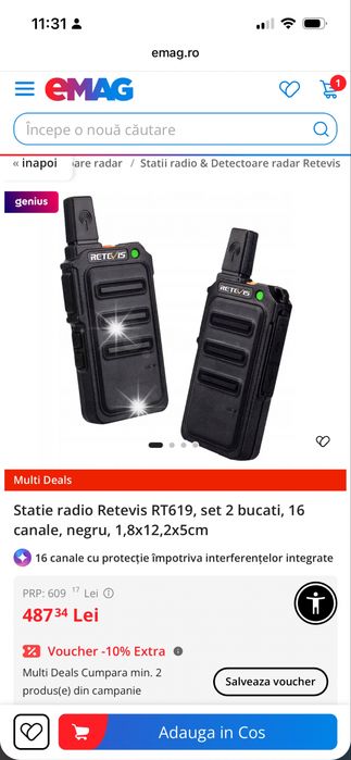 Statie radio Retevis RT619, set 2 bucati