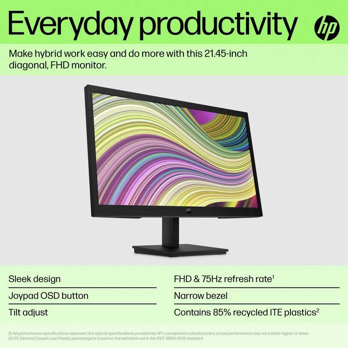 Монитор HP P22v G5 1920x1080 с 12 месеца гаранция