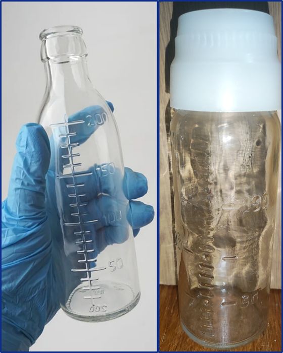 Бутылочки 3 шт для кормления. Стеклянные. Разный диаметр. По ГОСТу