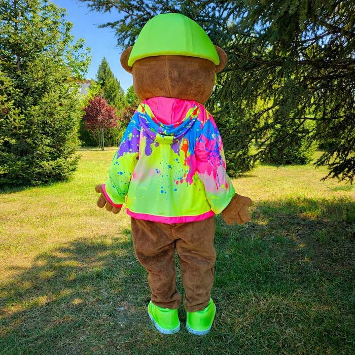 Costum mascota Urs luminos profesional glow in dark realizat manual