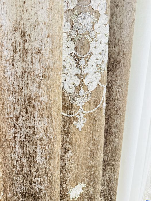 Шторы для дома на колечках с тюлем вместе