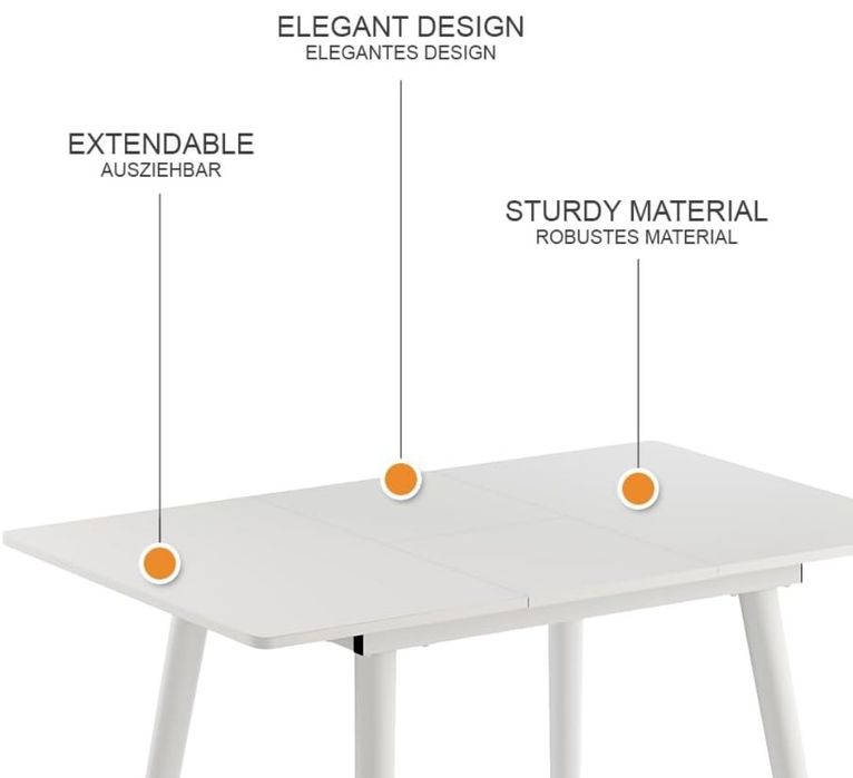 Трапезна разтегателна маса с метални крака Vicco 7309