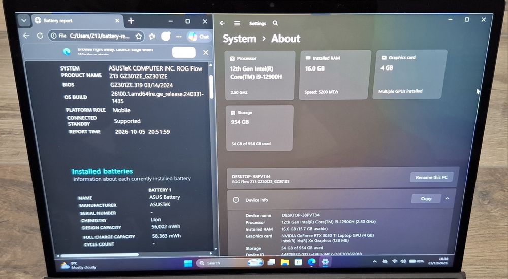 Геймърски Лаптоп | ASUS ROG Flow Z13 4К | i9-12900H | RTX 3050Ti | 16GB RAM | 1TB SSD
