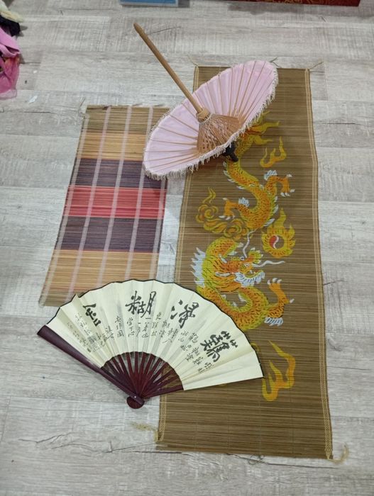 Китайский веер картина с драконом и зонтик для интерьера