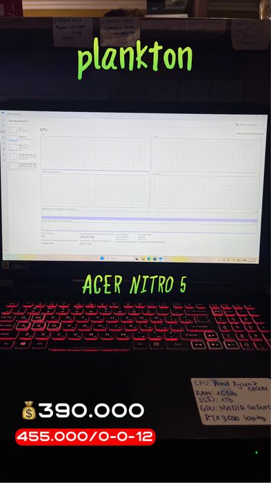 Игровой Ноутбук Acer Nitro 5 б/у , 16/1TB RTX 3070 laptop, 144Hz Full