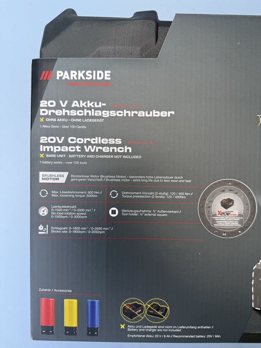 Masina de impact 20v 600Nm Parkside Performance