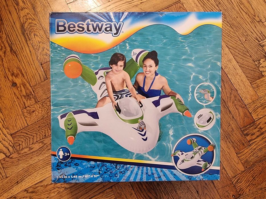 Saltea avion de apa copii cu pistol, 155cm