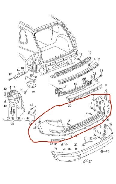 Бампер задний (верхняя часть) на Skoda Kodiaq