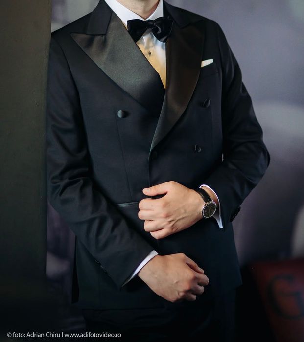 Sacou negru ceremonie in 2 randuri de nasturi Viggo