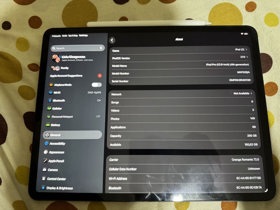 iPad Pro 4TH Gen 12.9” - 256GB + Apple Pen Nou