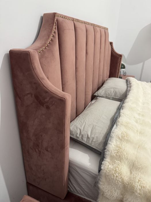 Pat matrimonial luxury 160x200 + saltea ortopedică + 2 noptiere