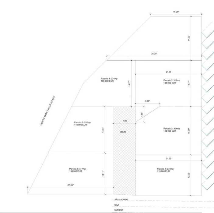 Teren parcelabil P+2 in Zamca, 400 euro/mp
