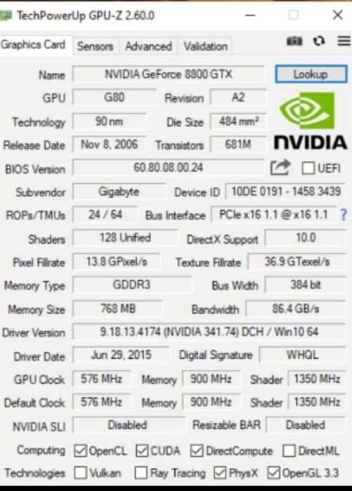 Видеокарта Gforce 8800GTS